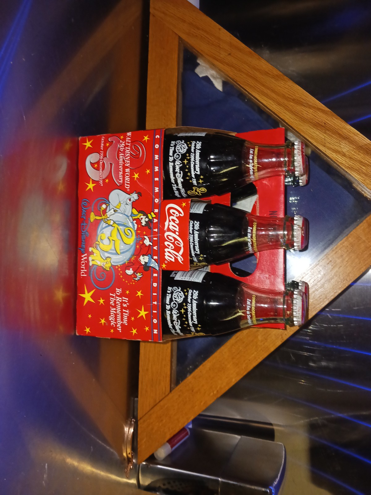 coca cola collectibles: Walt Disney 25th anniversary commerative bottles. 6 pack