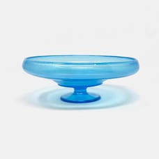 Blue Stretch Glass Compote