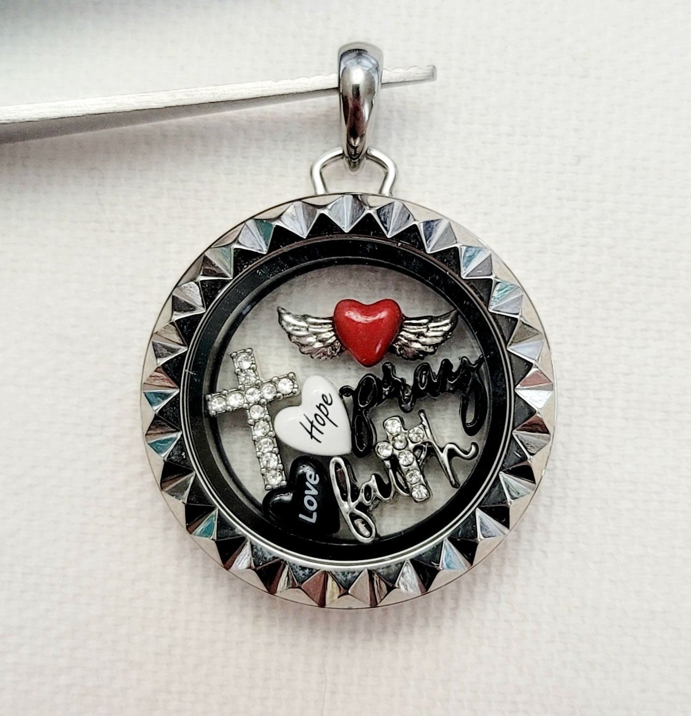 Inspirational/Faith Silver Studded Locket