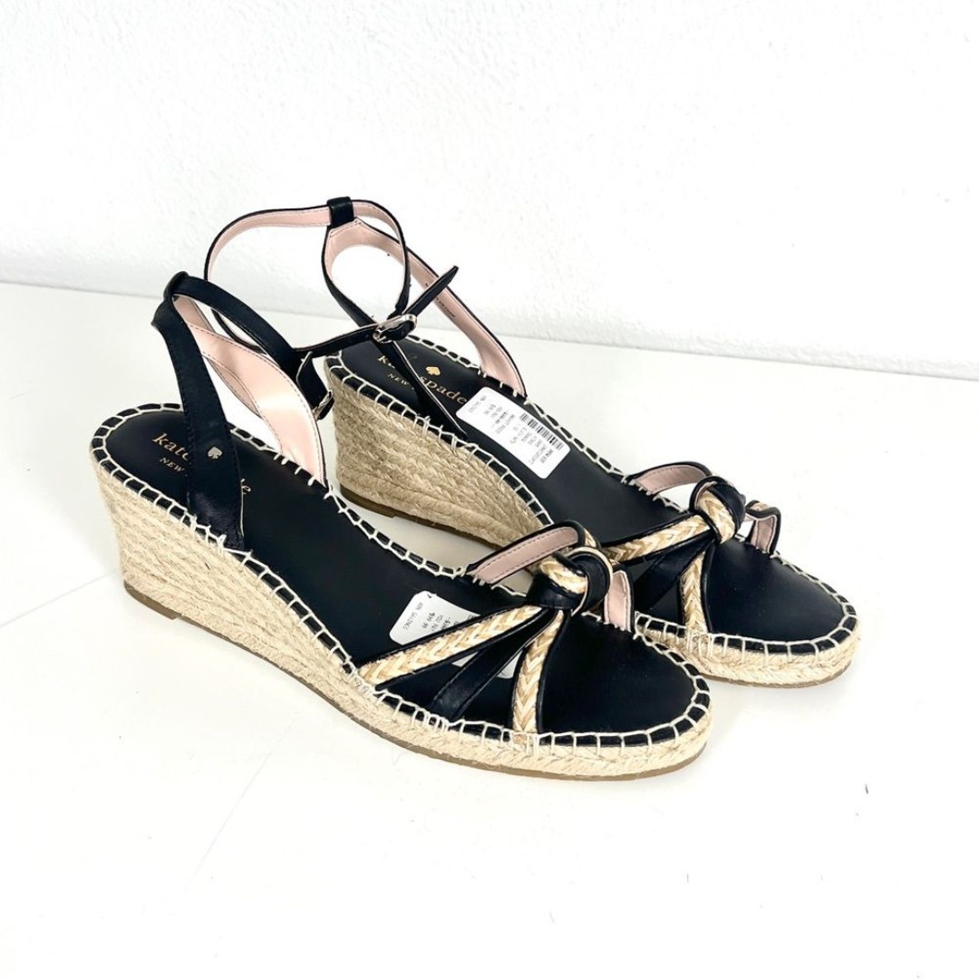 NWOT Kate Spade Y2K Black Wedge Sandals