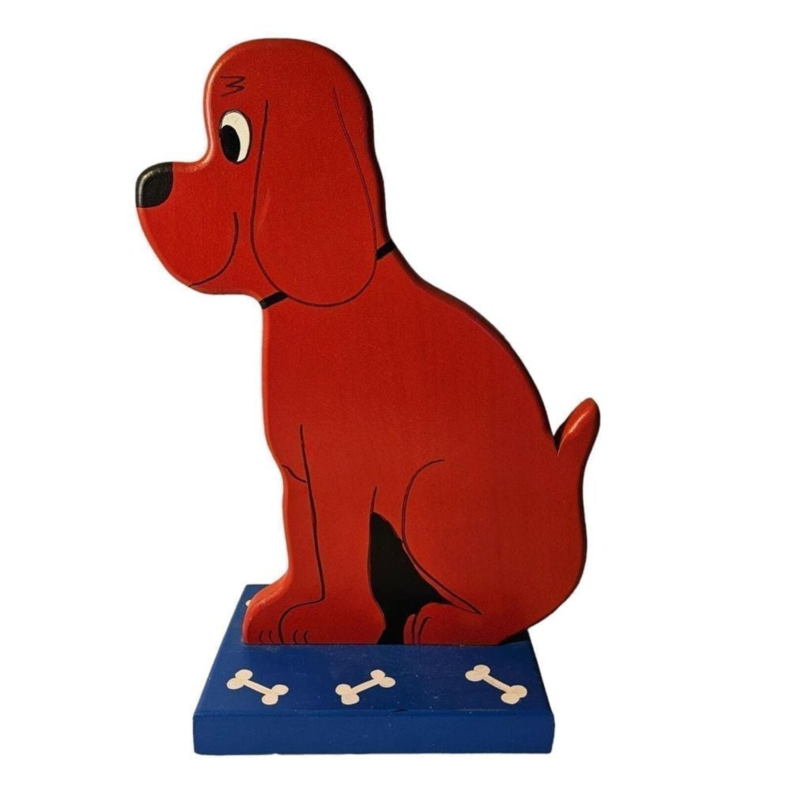 Clifford The Big Red Dog Wood Character Sculpture Unique Handmade Decor 15"