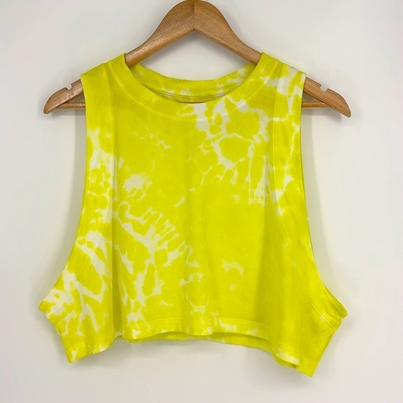 Lululemon All Yours Cropped Cotton Tank Women’s Size 12* Yellow Tie Dye in EUC!