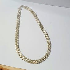 Sterling Silver 925 Braid Weave Herringbone Necklace