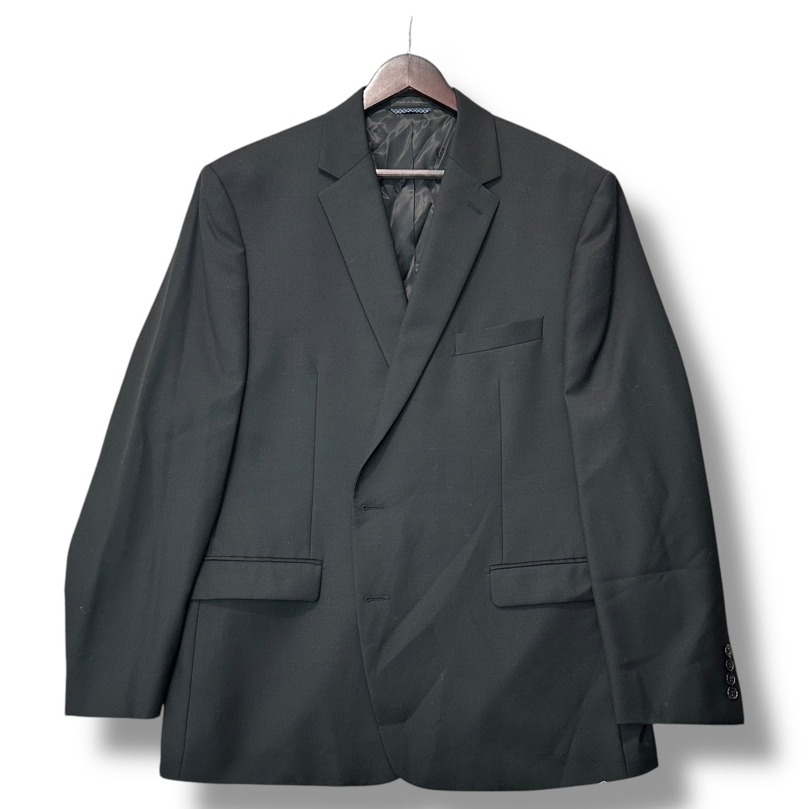 Lauren Ralph Lauren Wool Blazer Jacket Two Button Natural Stretch Black 46R