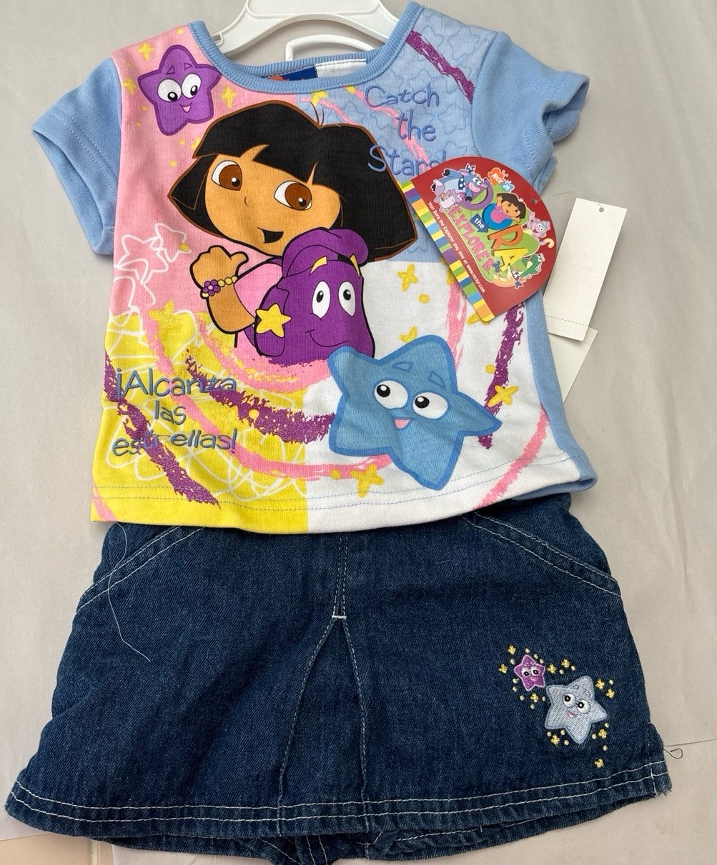 NWT- Vintage 2004 - 2 pc Dora catch the stars skort set-size 3t