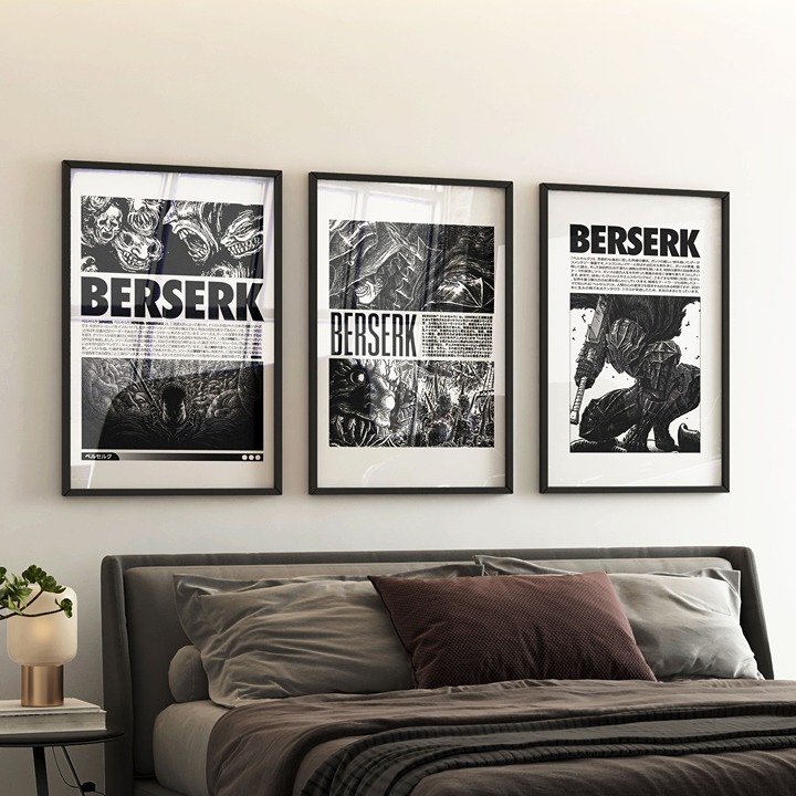 Berserk Posters 3 Piece Set Manga Art Anime Wall Print Minimalist Painting set o