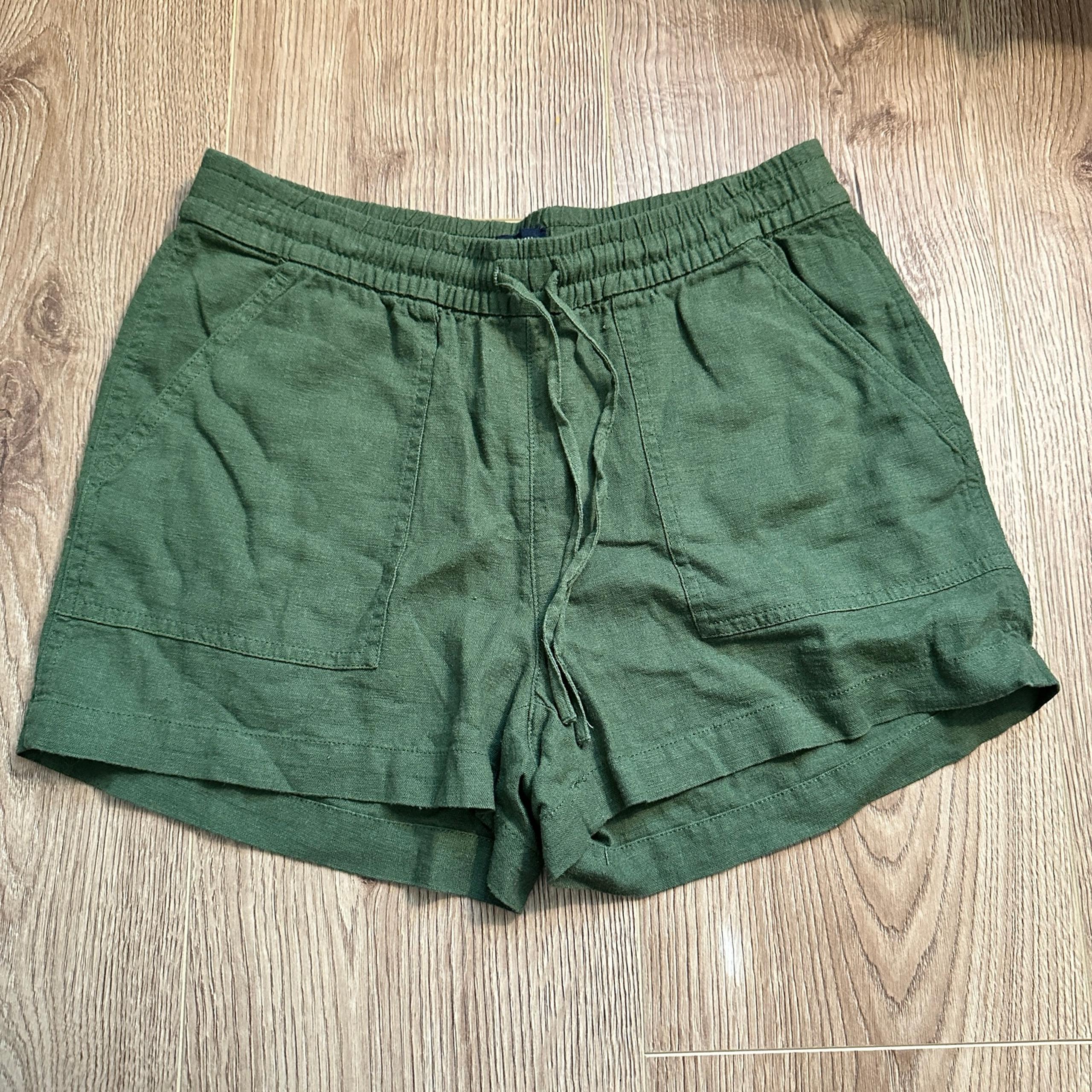 J. Crew Women’s Olive Green Linen Blend Drawstring Shorts in Size XXS