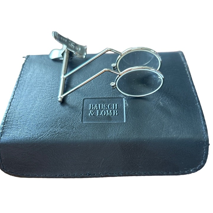 Bausch & Lomb Classic Metal Eyeglass Loupe Jewelers Magnifier With Case