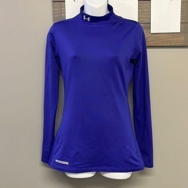 Under Armour Women’s Purple Fitted ColdGear Mock Neck Fit and Flare Pullover-Med