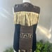 Vintage wool vest Southwest Mexican theme leather fringe beaded Oaxaca on back S