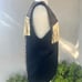 Vintage wool vest Southwest Mexican theme leather fringe beaded Oaxaca on back S