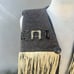 Vintage wool vest Southwest Mexican theme leather fringe beaded Oaxaca on back S