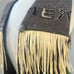 Vintage wool vest Southwest Mexican theme leather fringe beaded Oaxaca on back S
