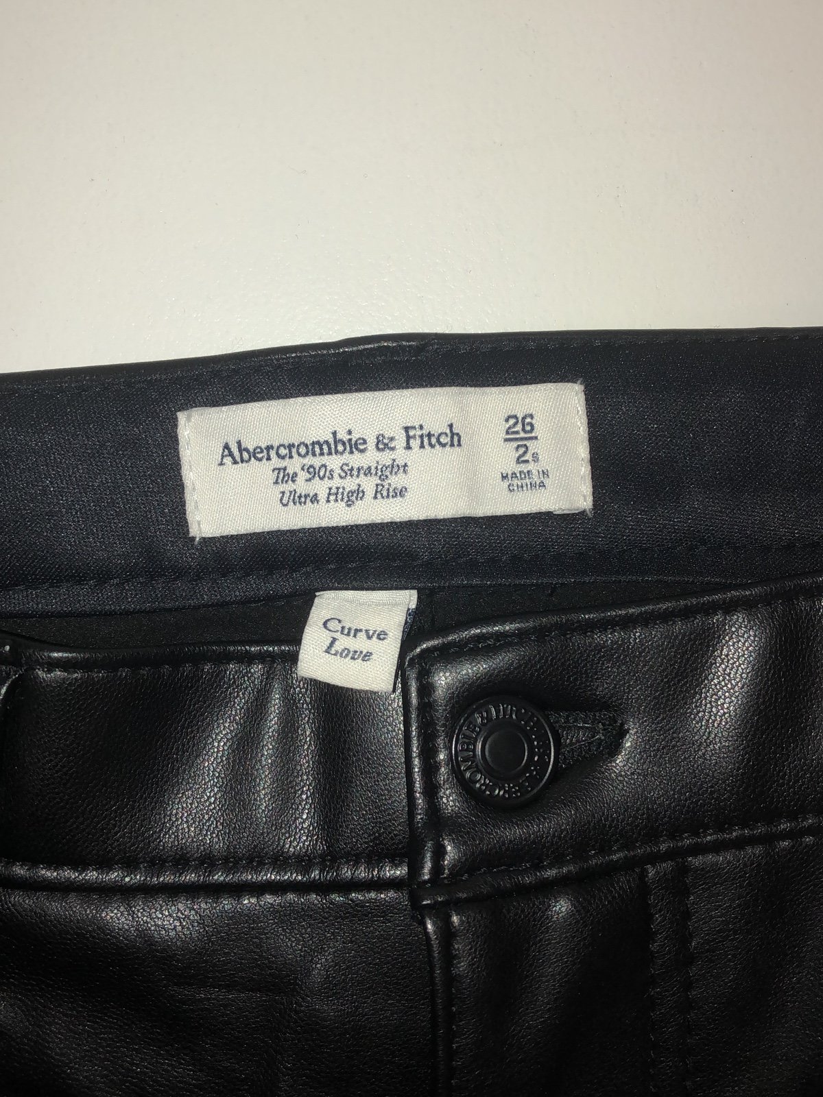 Abercrombie and Fitch Curve love Vegan Leather 90s Straight Pants