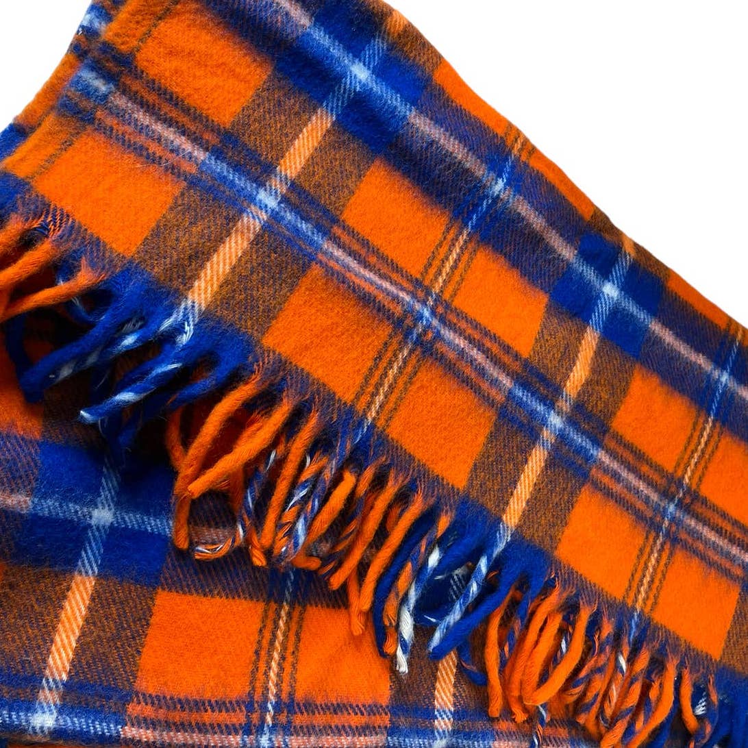 Faribo Woolen Mills Orange & Blue Stadium Lap Blanket Vintage