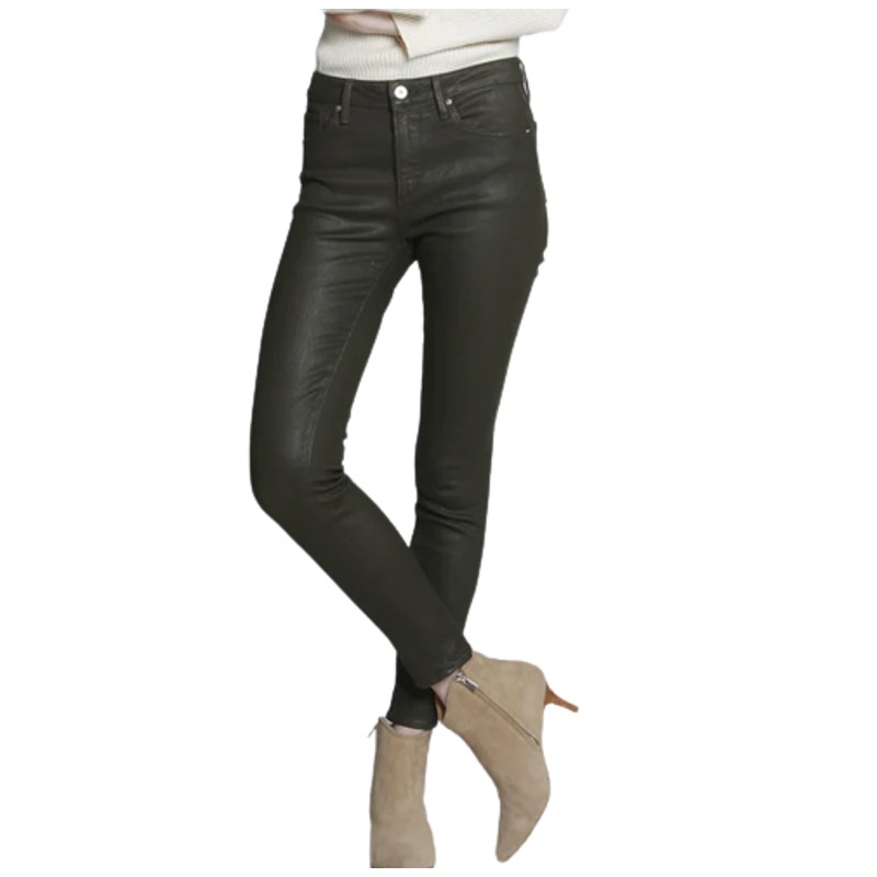 Driftwood NWT Jackie Dark Olive Green High Rise Coated Skinny Jeans Sz 26
