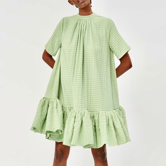 STINE GOYA Wendy Striped Ruffle Hem Dres