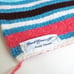 Hand woven artisan yarn wall hanging Janice Maxwell striped rustic aqua blue