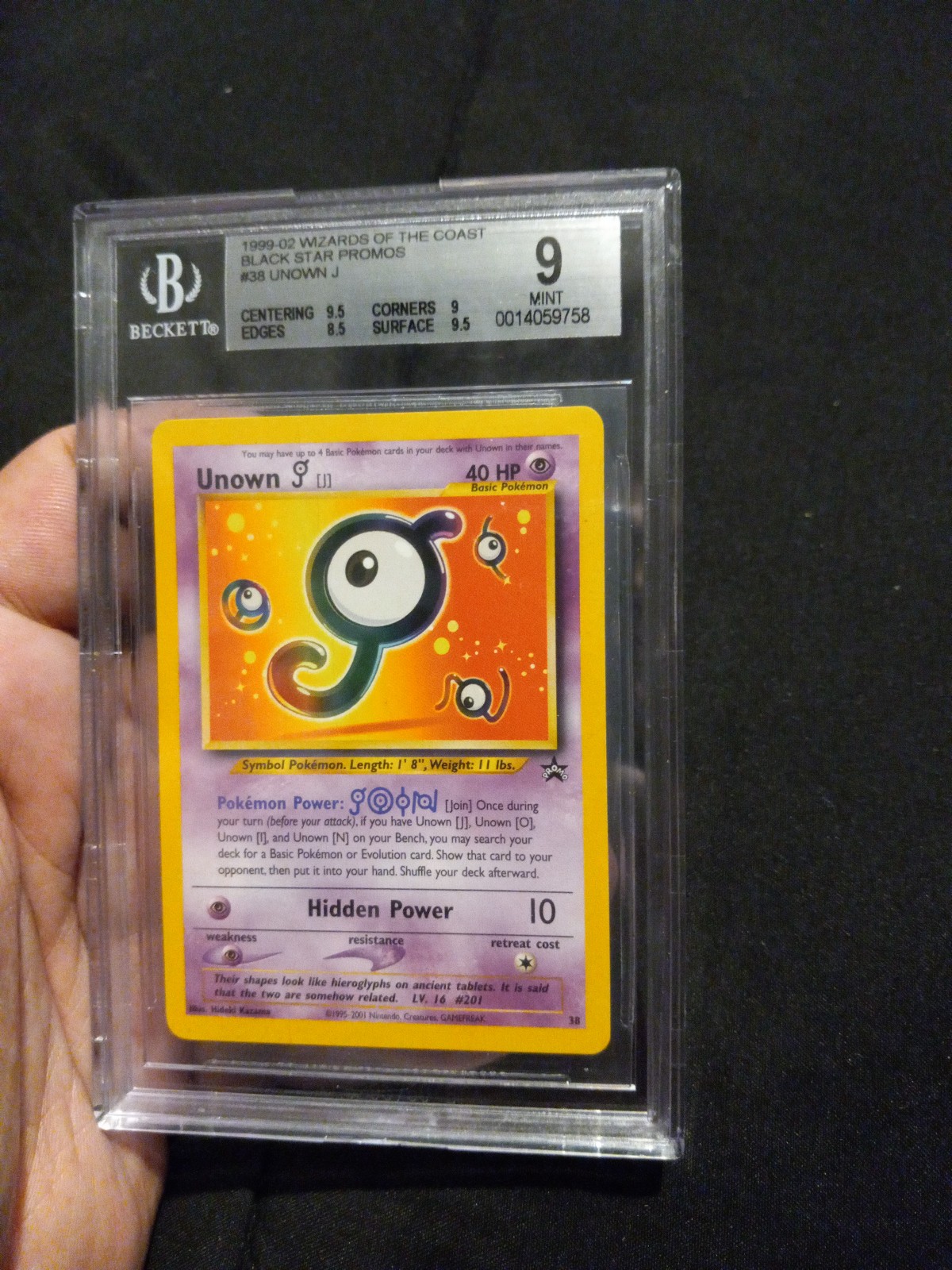 UNOWN J Card BLACK STAR PROMO Set #38 Wizard of the Coast League WOTC EXC
