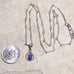 Vintage Blue Star Sapphire Sterling Silver Pendant Necklace ITALY