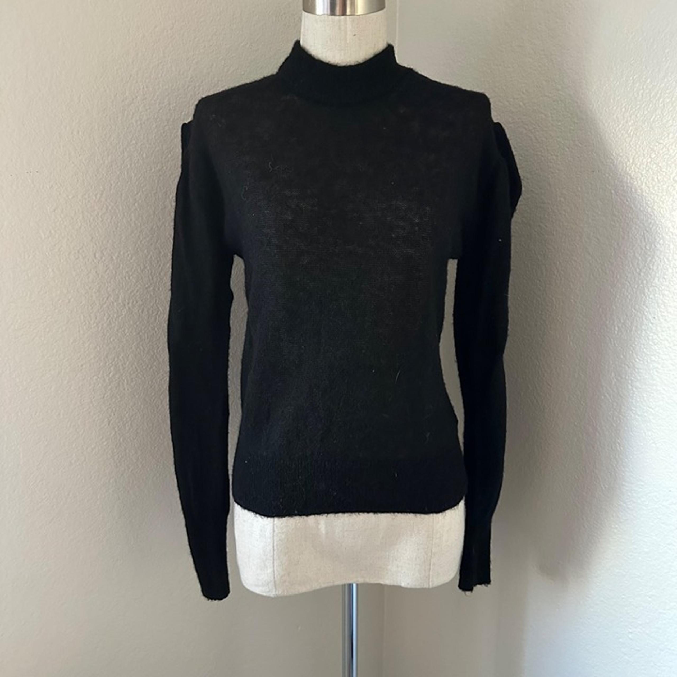 & Other Stories Sweater Mock Neck Long Sleeve Lightweight Minimalist Black Sz S