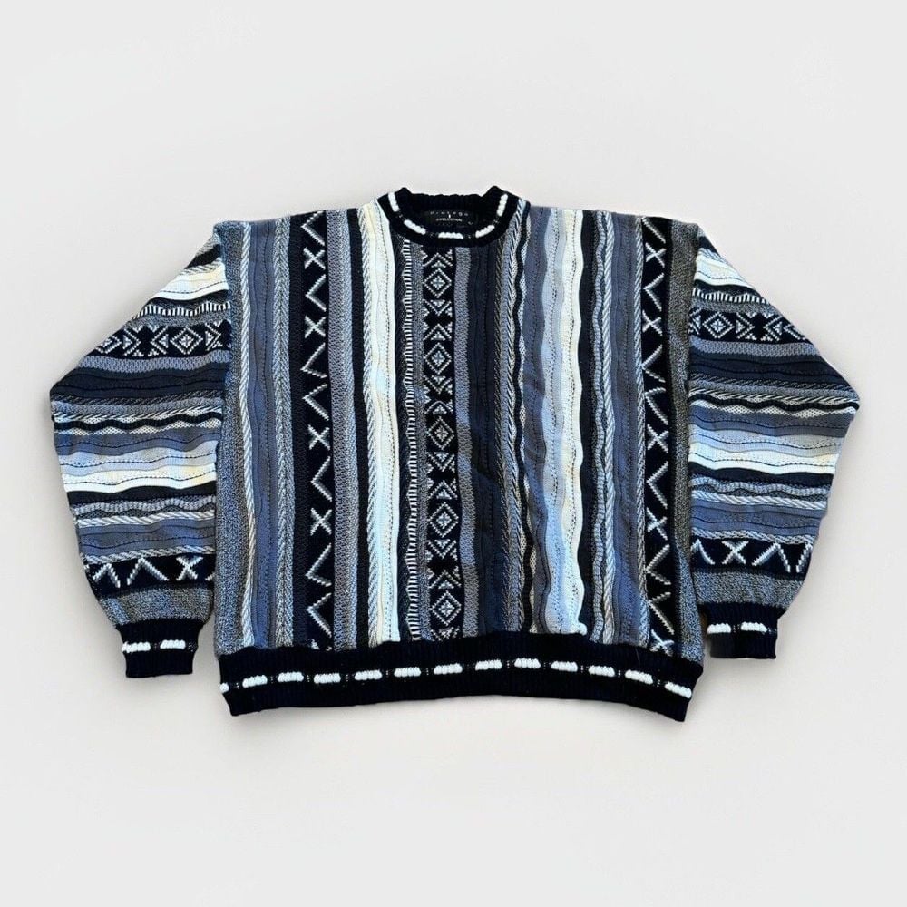 Protege Sweater Mens L 3D Knit Acrylic Biggie Cosby Coogi Y2k 90s Crewneck