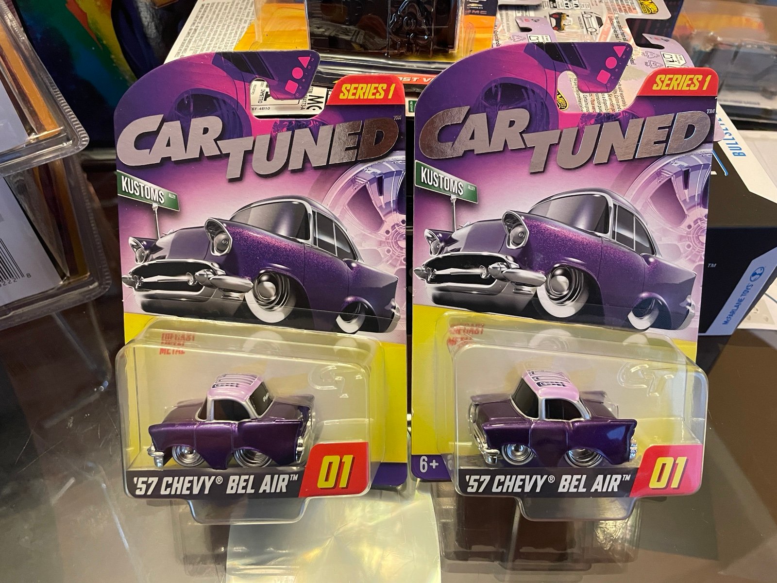 CAR TUNED ‘Walgreens Exclusive 57 CHEVY BEL AIR SERIES 1 #1 Purple Lot of 2