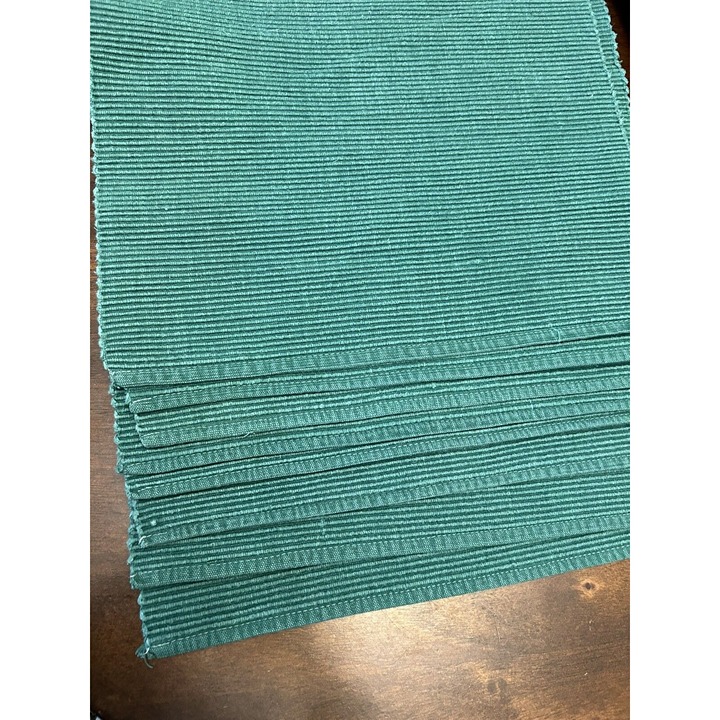 Set of 8 Forest GREEN Cotton Ribbed Weave Placemats 14 x 17 Cotton