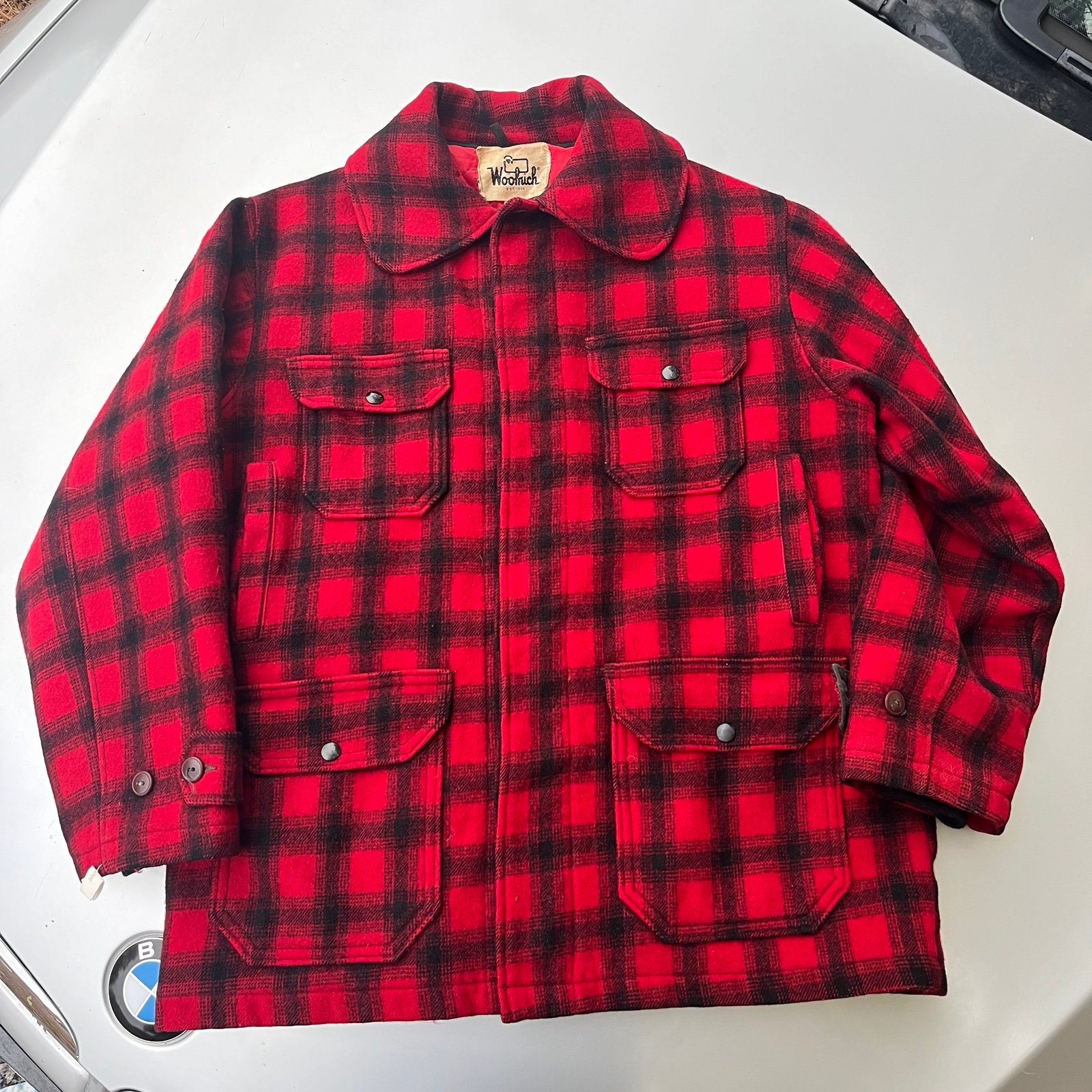 Vintage 1970s Woolrich Buffalo Plaid Hunting Jacket MACKINAW chore coat