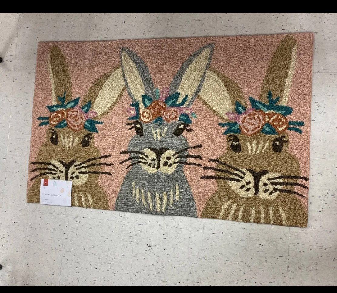 Spring Bunnies floral Accent large rug 27x45