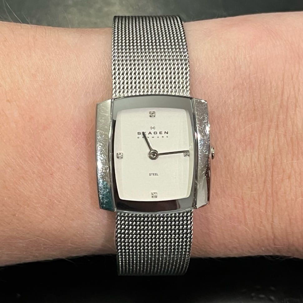 Women’s Skagen Square Silver Stainless Steel Swarovski Watch