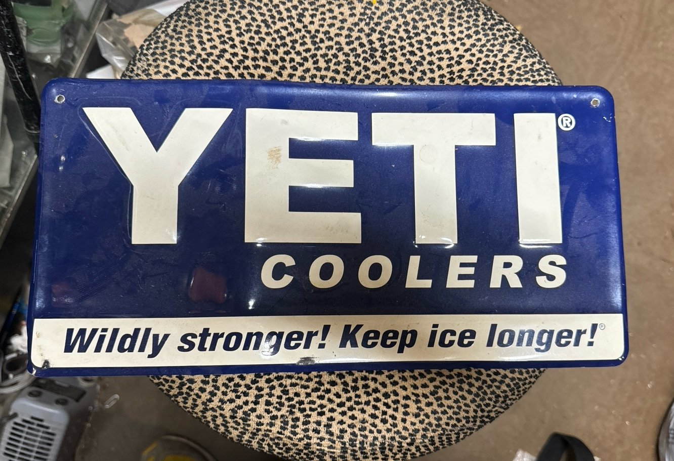 Yeti sign rare “ don’t know old it’s is .. 15”x7 1/2 very rare