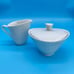 Vintage MCM Hutschenreuther Apart Creamer Covered Sugar Set White Embossed Lines