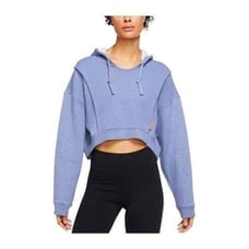 Nike Cropped Hoodie Womens Small Blue Fleece Training Pullover DD4638 493