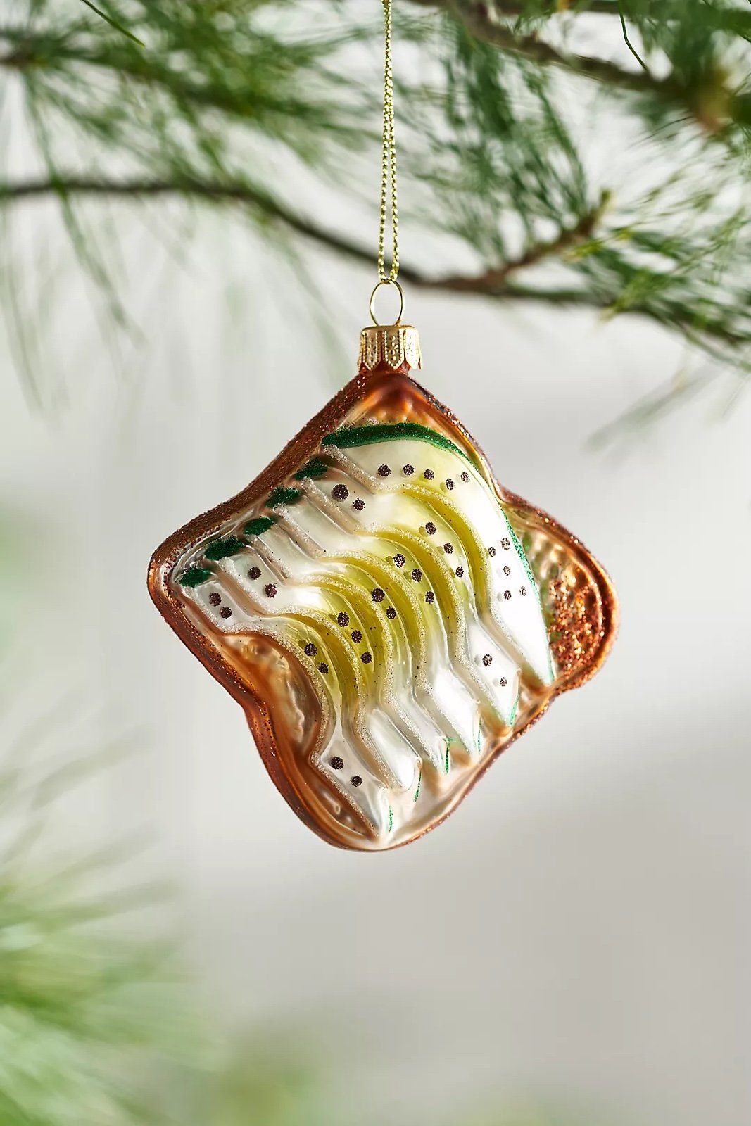 Anthropologie Avocado Toast Ornament Hand Blown Glass NWT Millennial