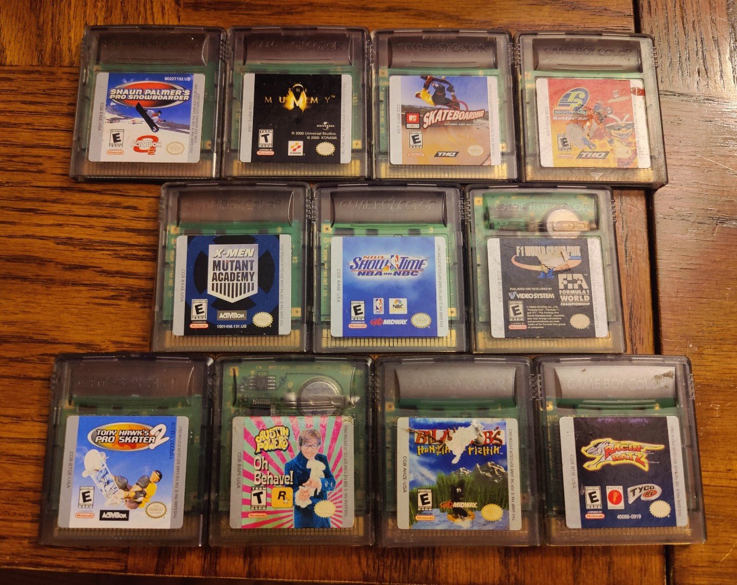 11 different Nintendo Gameboy Color games lot. Mummy F1 X-Men Ratz NBA Showtime