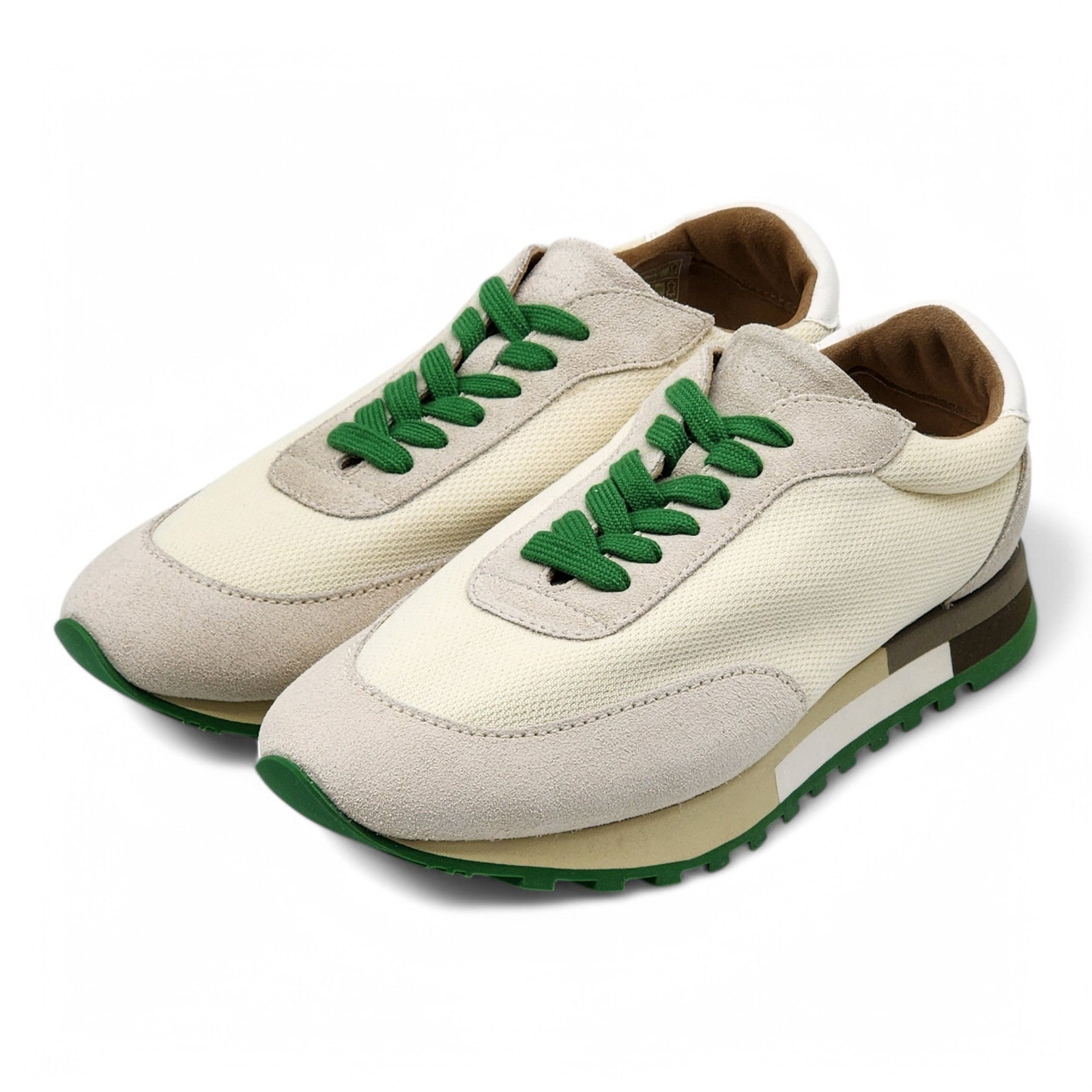 The Row Owen Runner Sneakers - Mesh and Suede - Beige/Green 37.5 7US 820
