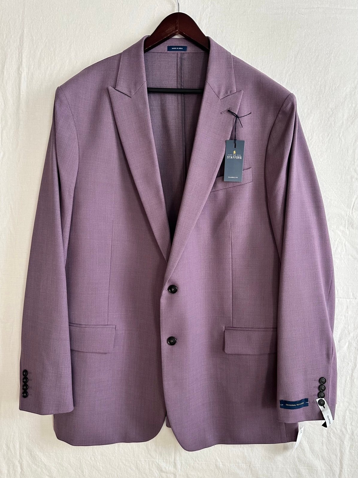 NEW Stafford Classic Fit Blazer Sport Coat Men’s 48 LNG Purple Texture MSRP 190