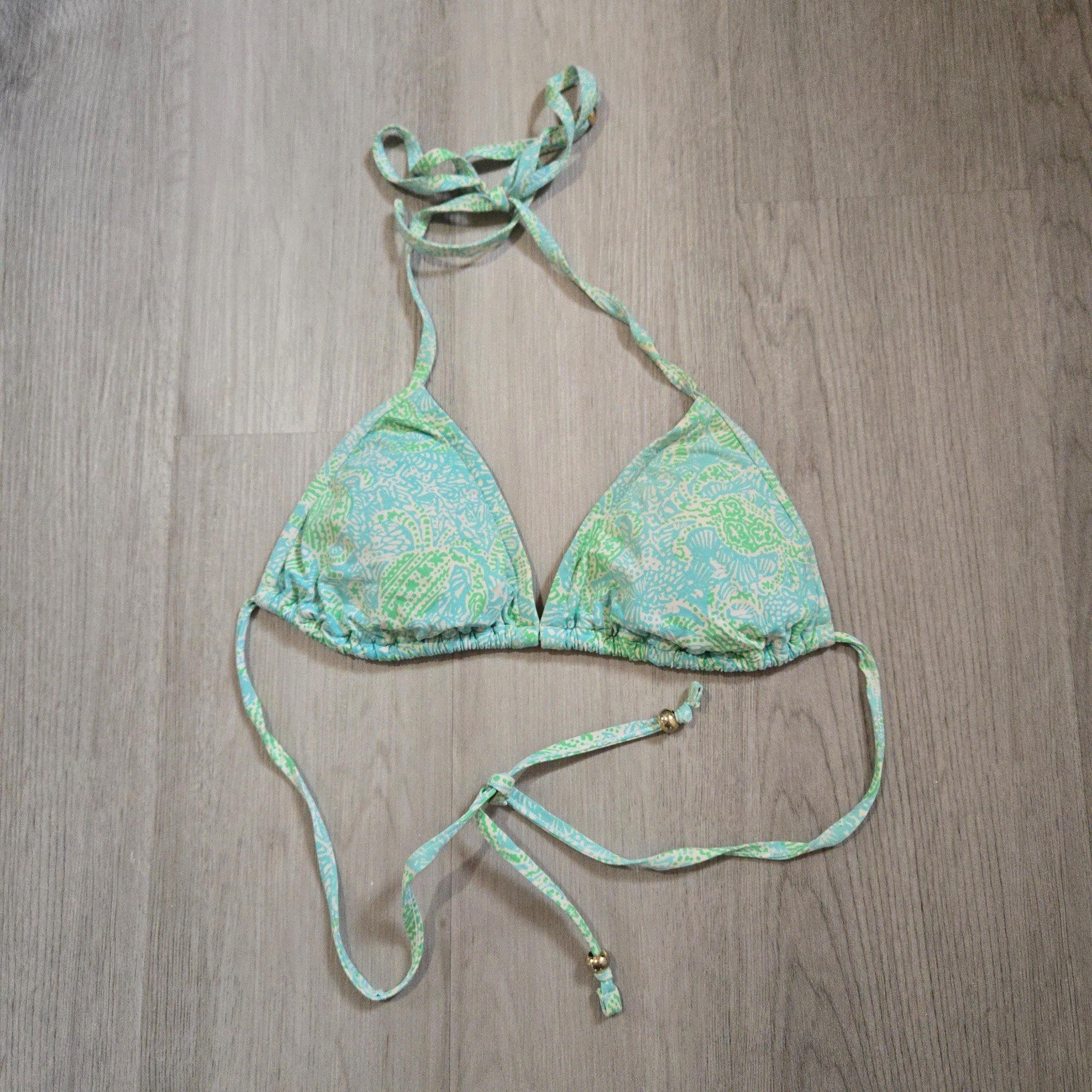 Lilly Pulitzer Blue/Green Coastal Design Bikini Top, Size XS