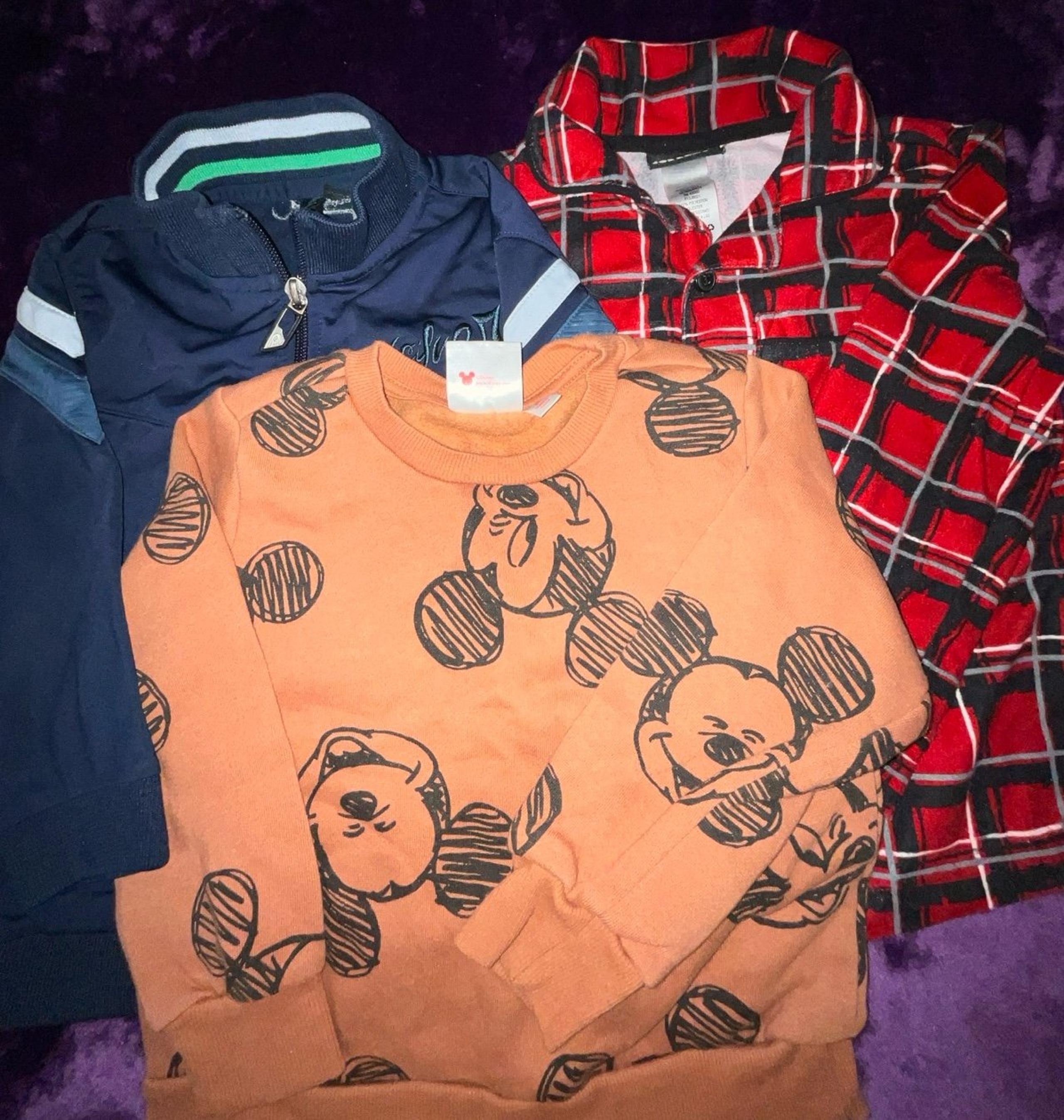 3T Boys Bundle Mickey Sweatshirt + Quiksilver Jacket + Joe Boxer Pajama Top GUC