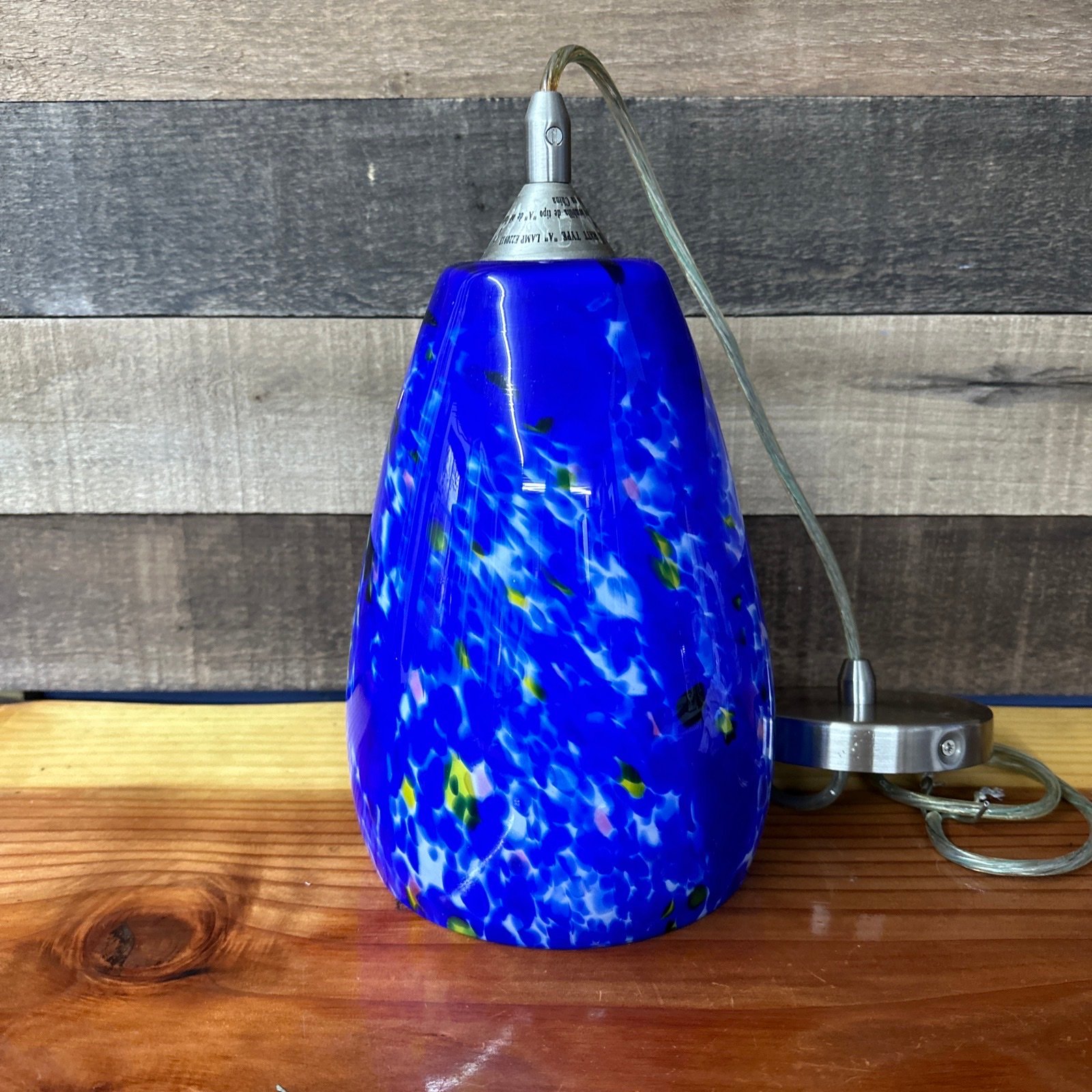 Vintage art glass hanging pendant light