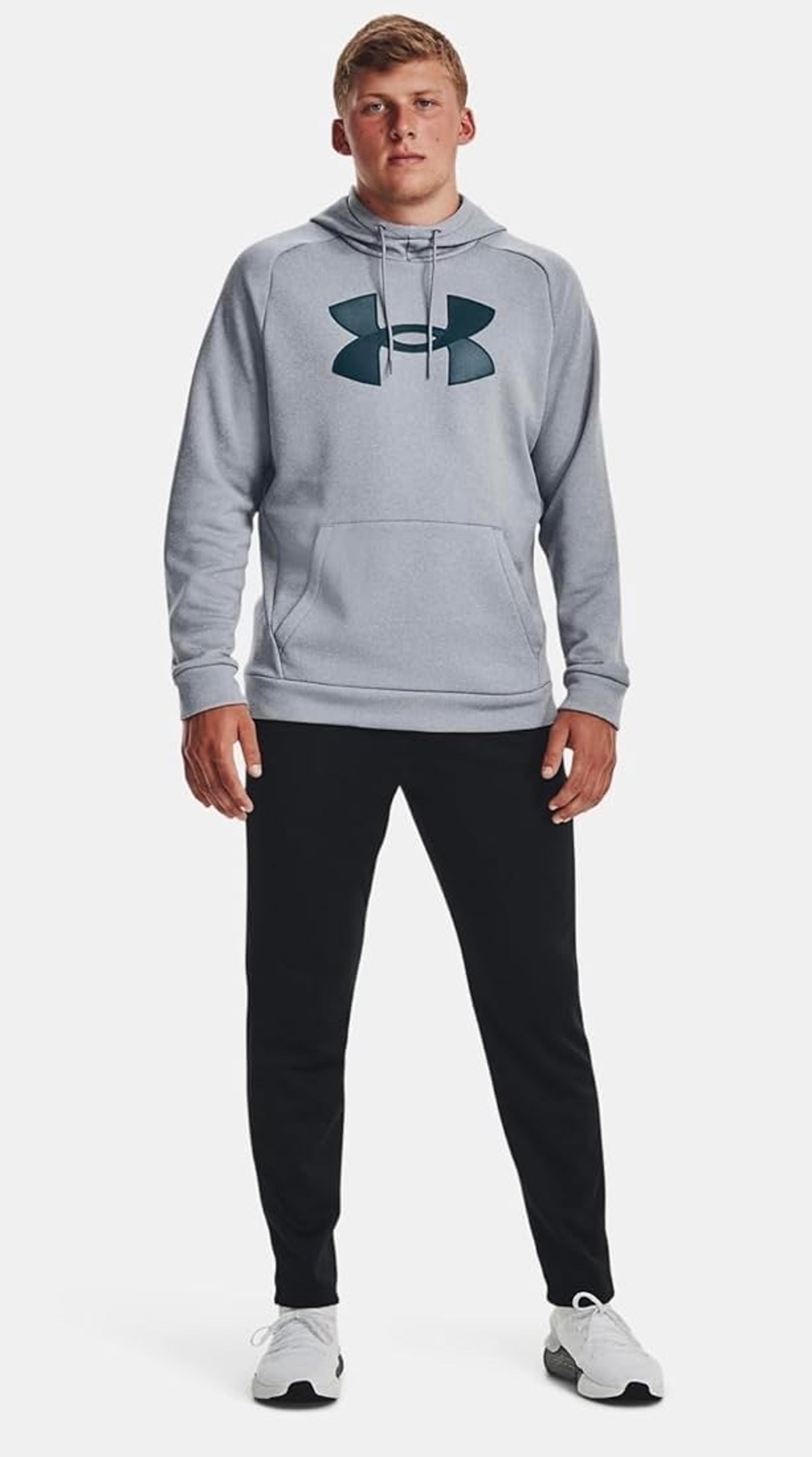 Under Armour Mens UA Armour Large Logo Hoodie - Grey/Green