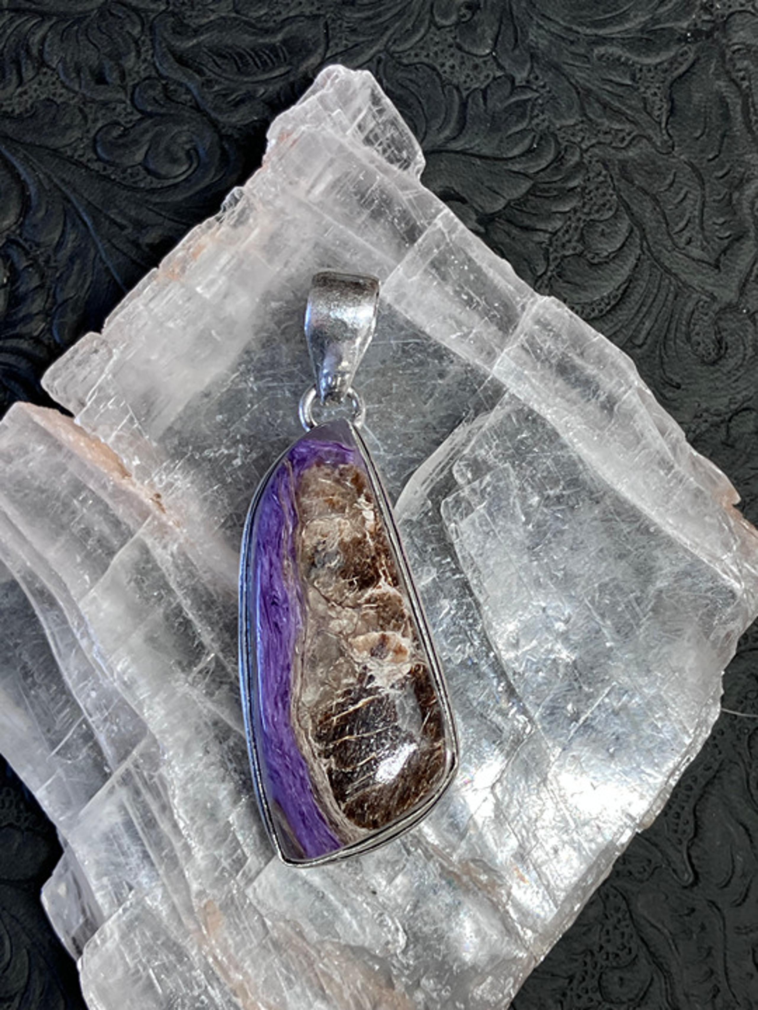 Natural Charoite Tinaksite Pendant Stone Crystal Jewelry