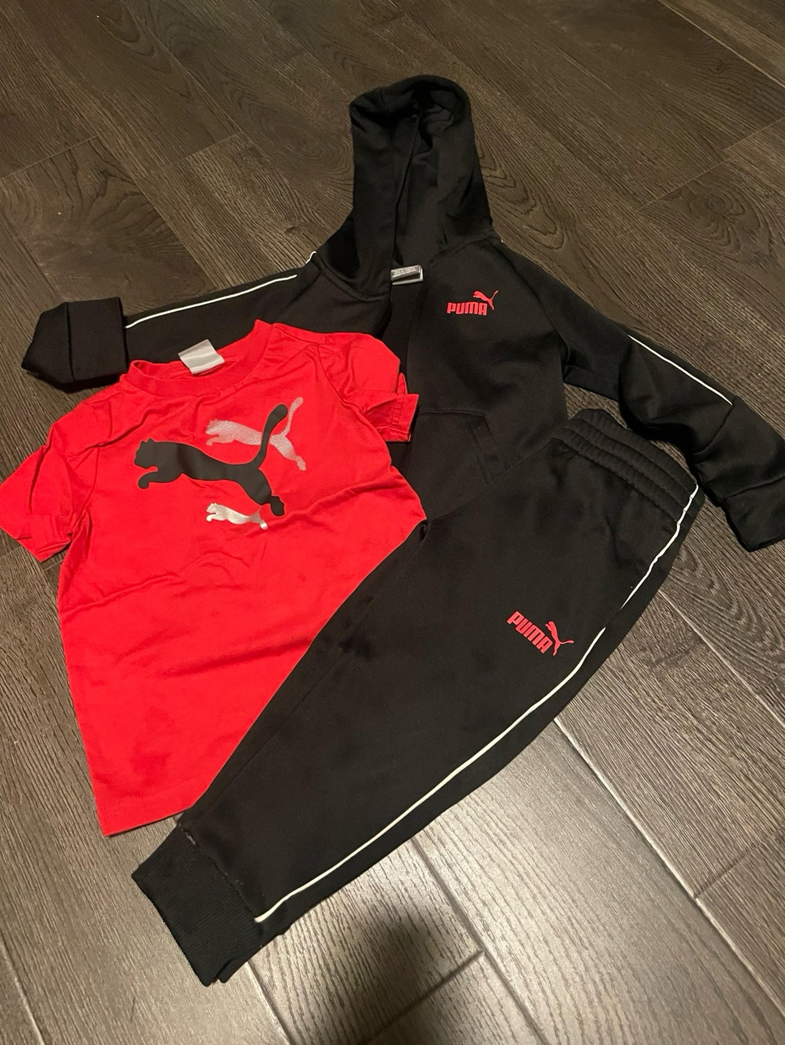 3T boys Puma Red and Black 3 piece Athletic Set