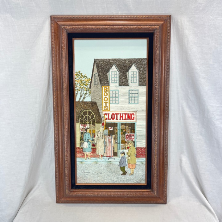 Vintage H Hargrove Signed Serigraph Framed Oil Painting Victorian Street