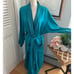 Vintage VICTORIAS SECRET Womens Robe Gold Label Teal Belted Gold Metallic Trim L
