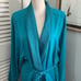 Vintage VICTORIAS SECRET Womens Robe Gold Label Teal Belted Gold Metallic Trim L