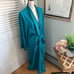 Vintage VICTORIAS SECRET Womens Robe Gold Label Teal Belted Gold Metallic Trim L