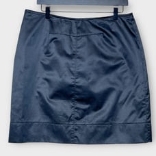 HENRI BENDEL black sateen finish straight skirt size 12 office holiday classic