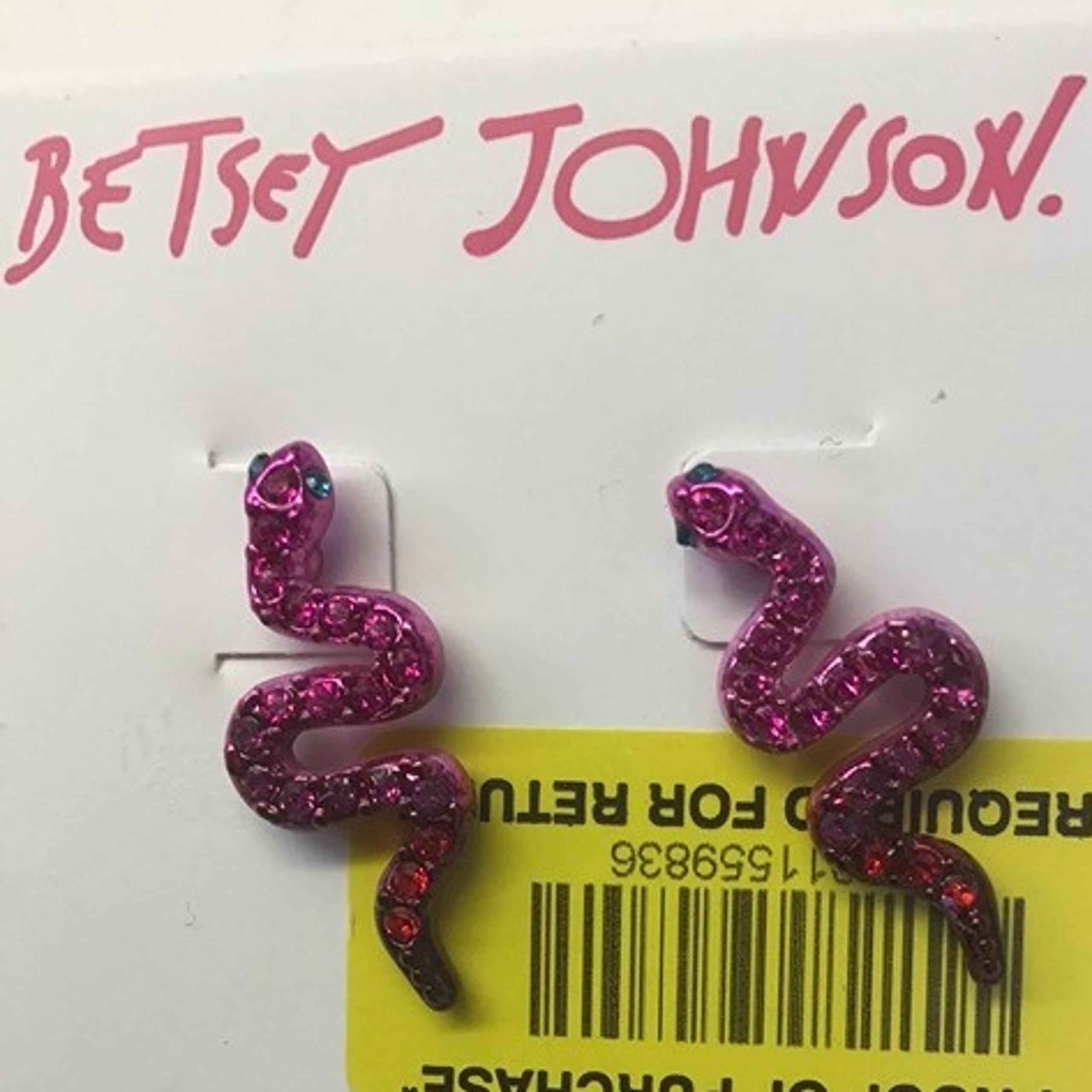 Betsey Johnson New Sparkly Hot Pink Snake Earrings
